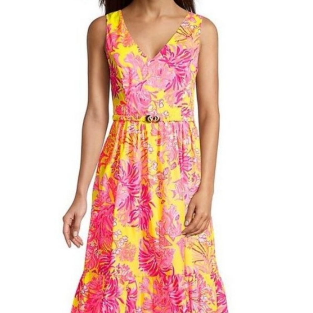 Lilly Pulitzer Bri V-Neck Cotton Midi Dress